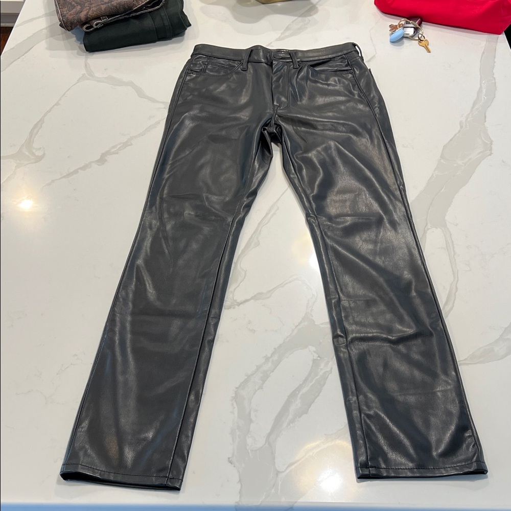 MOTHER Black Faux Leather Pants